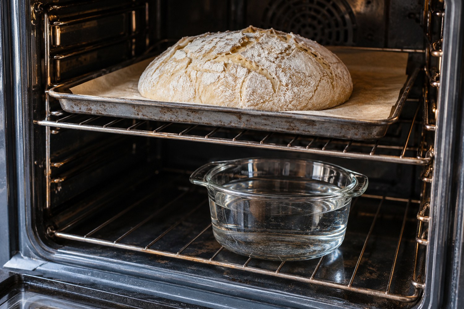 Perché alcuni mettono un bicchiere d'acqua nel forno quando preparano il pane